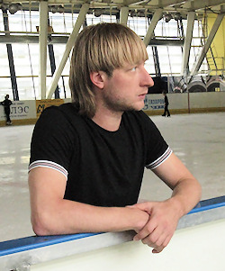 Evgeni Plushenko at a practice session at the Yubileini rink in St. Petersburg, Russia.
